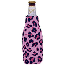 Load image into Gallery viewer, Leopard Print zipper Beer Bottle koozie design
