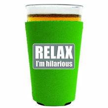 Load image into Gallery viewer, pint glass koozie with relax im hilarious