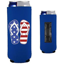 Load image into Gallery viewer, Stars and Stripes Flip Flop Magnetic Slim Can Coolie