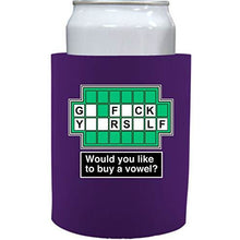 Load image into Gallery viewer, purple old school thick foam koozie with go fuck yourself design