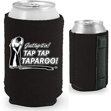Load image into Gallery viewer, black magnetic can koozie with just tap it in taparoo funny golf design