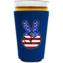 Load image into Gallery viewer, America Peace Sign Pint Glass Coolie