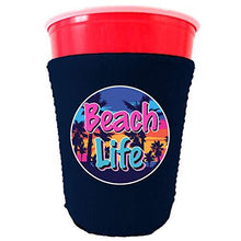 Load image into Gallery viewer, party cup koozie with beach life design