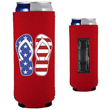 Load image into Gallery viewer, Stars and Stripes Flip Flop Magnetic Slim Can Coolie
