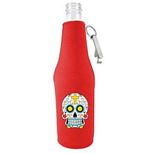 Load image into Gallery viewer, Sugar Skull Beer Bottle Coolie With Opener