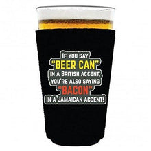 Load image into Gallery viewer, pint glass koozie with beer can accent design