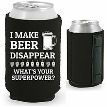Load image into Gallery viewer, 12 oz magnetic can koozie with i make beer disappear design