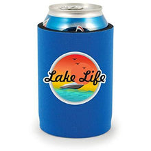 Load image into Gallery viewer, full bottom can koozie with lake life design
