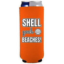 Load image into Gallery viewer, Shell Yeah Beaches Slim 12 oz Can Coolie