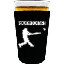 Load image into Gallery viewer, pint glass koozie with touchdown design
