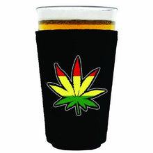 Load image into Gallery viewer, pint glass koozie with rasta design
