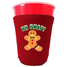 Load image into Gallery viewer, red party cup koozie with oh snap design 
