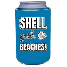 Load image into Gallery viewer, can koozie with shell yea beaches design