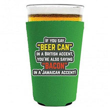 Load image into Gallery viewer, Beer Can Bacon Accents Pint Glass Coolie
