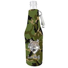 Load image into Gallery viewer, Lone Wolf Beer Bottle Coolie With Opener