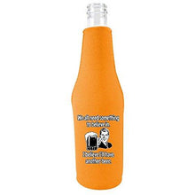 Load image into Gallery viewer, We All Need Something to Believe In. I Believe I'll Have Another Beer. Beer Bottle Coolie With Opener