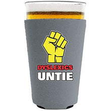 Load image into Gallery viewer, Dyslexics Untie Pint Glass Coolie