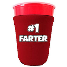 Load image into Gallery viewer, party cup koozie with number one farter design