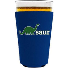 Load image into Gallery viewer, pint glass koozie with dinosaur design