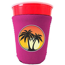 Load image into Gallery viewer, Palm Tree Sunset Party Cup Coolie