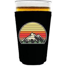 Load image into Gallery viewer, pint glass koozie with retro mountain design