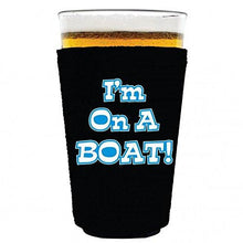 Load image into Gallery viewer, pint glass koozie with im on a boat design