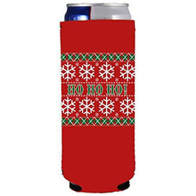 Load image into Gallery viewer, slim can koozie with ho ho ho christmas design