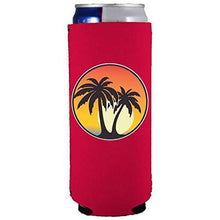 Load image into Gallery viewer, Palm Tree Sunset Slim Can Coolie