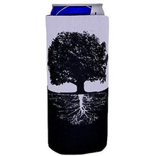 Load image into Gallery viewer, slim can koozie with tree of life roots design