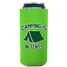 Load image into Gallery viewer, 16oz can koozie with camping is in tents funny design
