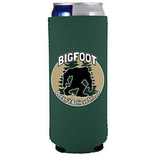 Load image into Gallery viewer, slim can koozie with bigfoot doesnt believe in you design