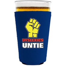 Load image into Gallery viewer, Dyslexics Untie Pint Glass Coolie
