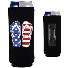 Load image into Gallery viewer, Stars and Stripes Flip Flop Magnetic Slim Can Coolie