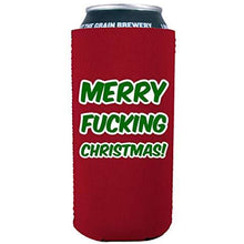 Load image into Gallery viewer, 16 oz can koozie with merry christmas design