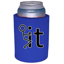 Load image into Gallery viewer, royal blue old school thick foam koozie with fuck it design