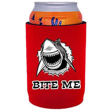 Load image into Gallery viewer, full bottom can koozie with bite me design