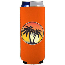 Load image into Gallery viewer, Palm Tree Sunset Slim Can Coolie