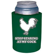Load image into Gallery viewer, Hunter Green Thick foam koozie with stop staring at my cock design