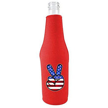 Load image into Gallery viewer, America Peace Sign Beer Bottle Coolie