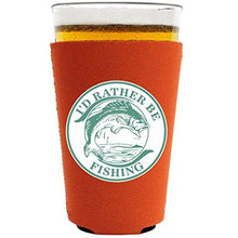Load image into Gallery viewer, I'd Rather Be Fishing Neoprene Collapsible Pint Glass Coolie