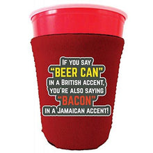 Load image into Gallery viewer, Beer Can Bacon Accents Party Cup Coolie