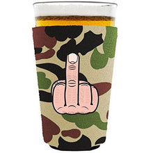 Load image into Gallery viewer, pint glass koozie with middle finger design