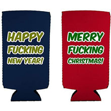 Load image into Gallery viewer, Merry Fucking Christmas Happy Fucking New Year Slim Can Coolies