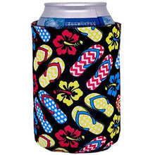 Load image into Gallery viewer, can koozie with flip flop pattern design

