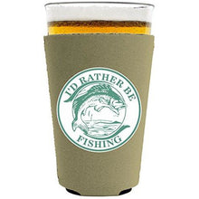 Load image into Gallery viewer, I'd Rather Be Fishing Neoprene Collapsible Pint Glass Coolie