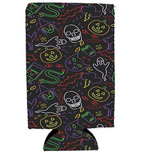 Halloween Neon Pattern 16 oz. Can Coolie