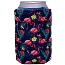Load image into Gallery viewer, can koozie with flamingo design
