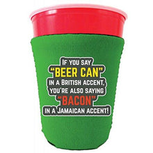 Load image into Gallery viewer, Beer Can Bacon Accents Party Cup Coolie