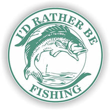Load image into Gallery viewer, vinyl sticker with id rather be fishing design
