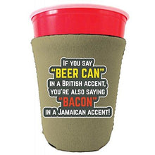 Load image into Gallery viewer, Beer Can Bacon Accents Party Cup Coolie